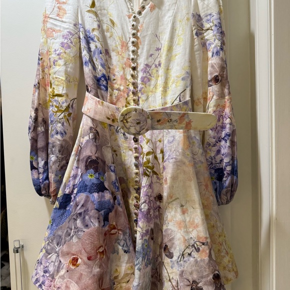 Zimmermann Rhythmic Floral Buttoned linen mini dress US 4 AU 0 - Picture 3 of 7